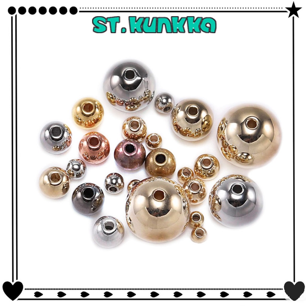 St.kunkka 300/400ชิ้น CCB ลูกปัดทรงกลม ลูกปัดโลหะเลียนแบบชุบไฟฟ้า  สีทอง สีเงิน สำหรับทําเครื่องประดับ Diy