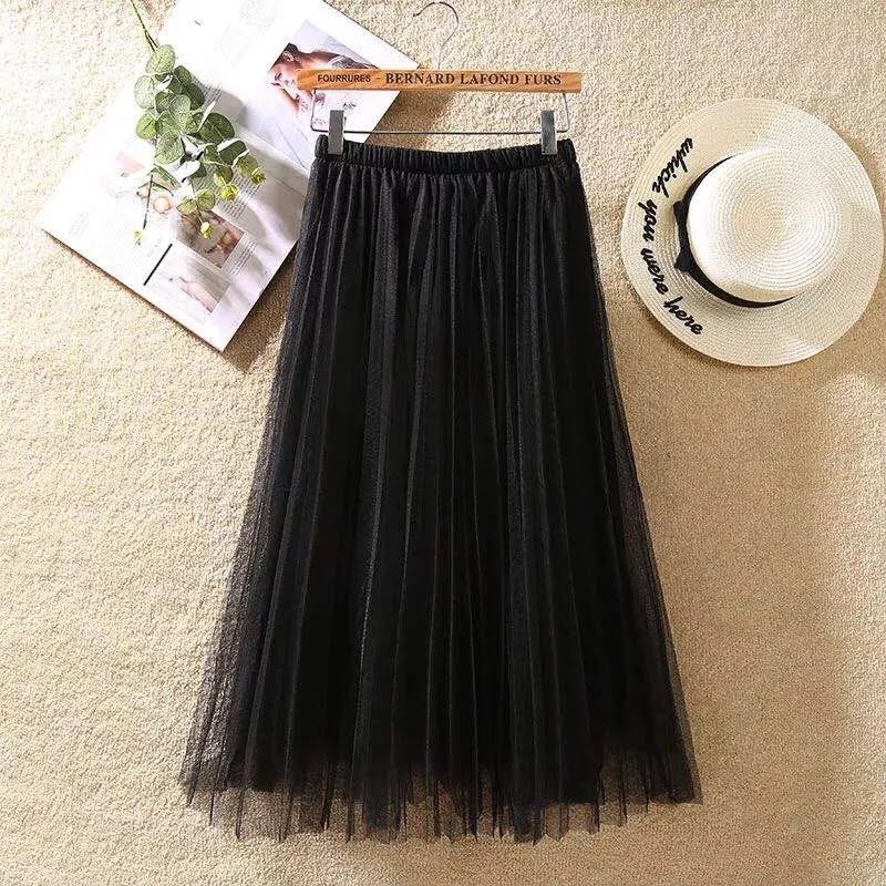 กระโปรงพรีท ซีทรู freesize สีดำไว้ทุกข์
