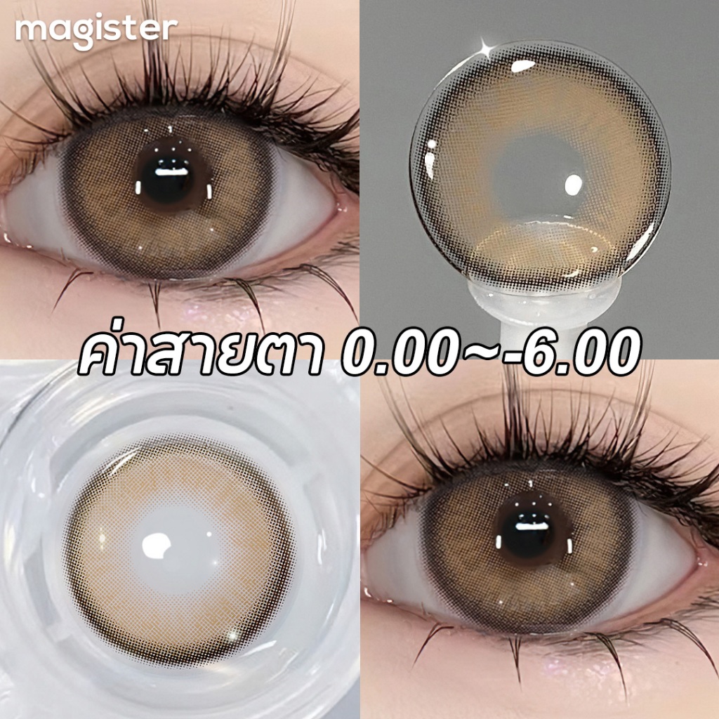 (ค่าสายตา 0.00~-6.00) Magister คอนแทคเลนส์ 6 เดือน Sweet Brown/Grege Gray คอนแทคตาโต 14.5mm