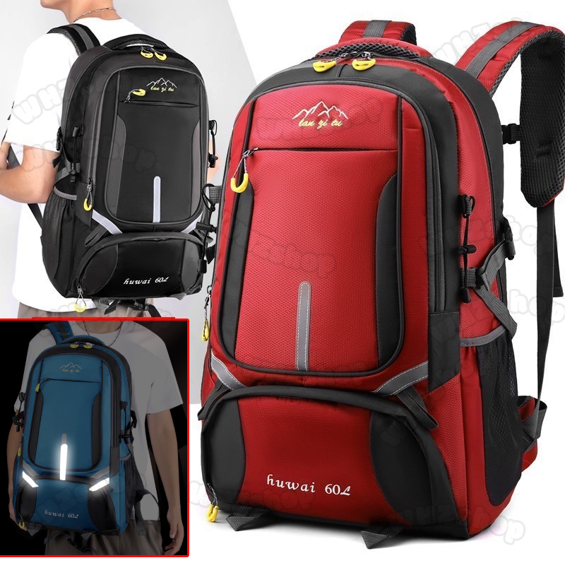 กระเป๋าเป้สะพายหลัง E60L กระเป๋าเดินทางWaterproof Outdoor Backpack สำหรับผู้ชายและผู้หญิง