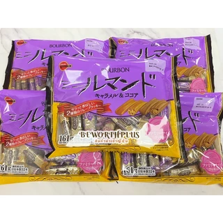[พร้อมส่ง]Bourbon Mini Lumand Caramel & Cocoa Family Size 161g เครปคุกกี้ ครีมคาราเมลและครีมโกโก้รสชาติเข้มข้น