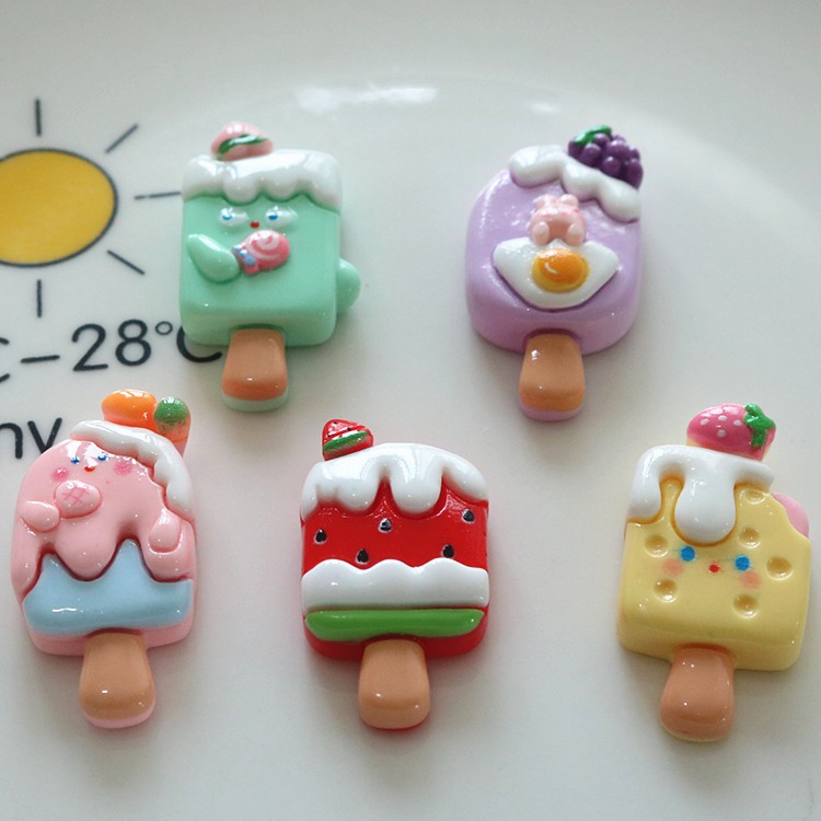 ส่งจากไทย RS479 ᵕ̈ เรซิ่น ไอศกรีมแท่ง Size M สำหรับตกแต่งโทรศัพท์ กระจก เคสยาดม พวงกุญแจ [แพค 5 ชิ้น]