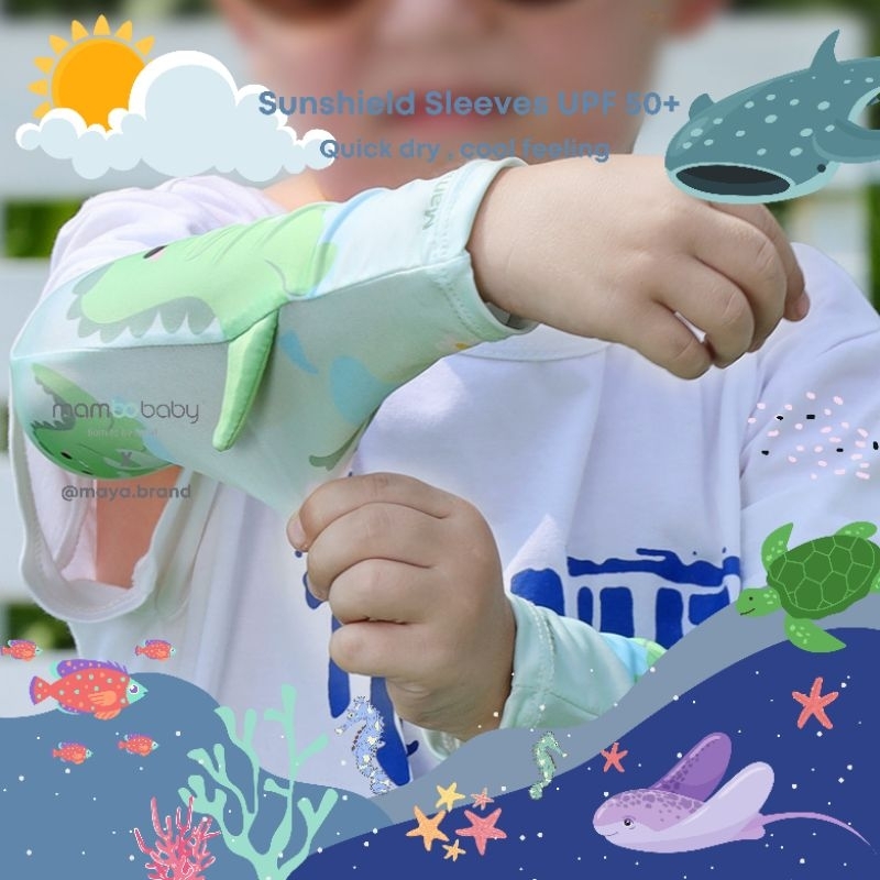 พร้อมส่ง✨ใหม่​ 🌞mambobaby​ sun sleeves UPF50+ ปลอกแขนกันแดดว่ายน้ำสำหรับเด็ก