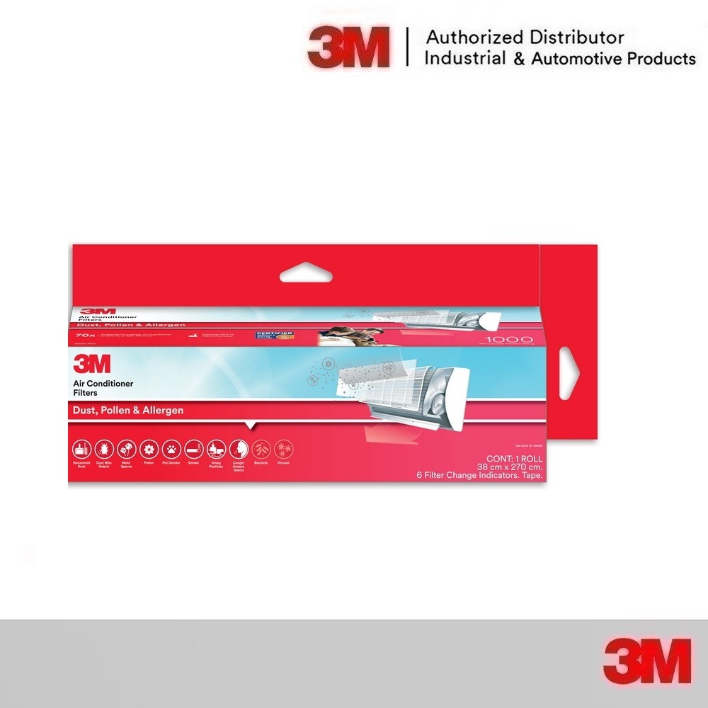 3M แผ่นกรองสิ่งแปลกปลอมในอากาศ สำหรับใส่เครื่องปรับอากาศ รุ่น 9808 กล่องสี แดง 38x270cm