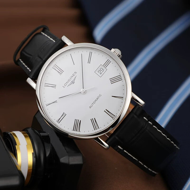 มือสอง99 ใหม่ Longines ดิสก์สีขาวโรมันสเกลอัตโนมัตินาฬิกาจักรกลสำหรับผู้ชาย