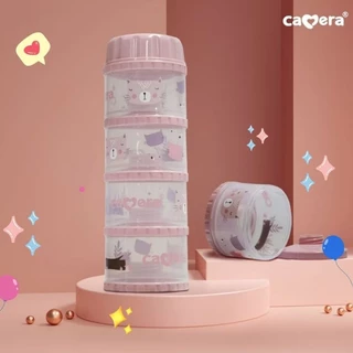 Camera Baby ที่เก็บนมผง 4 ชั้น แบ่งนมผง ตวงนม 4 ชั้น มีฝาเทนมทุกชั้น Genius 11" PP นึ่งได้