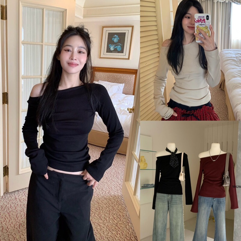 เสื้อปาดไหล่ผ้ายืดรุ่น 3344 TAG.WG.WE