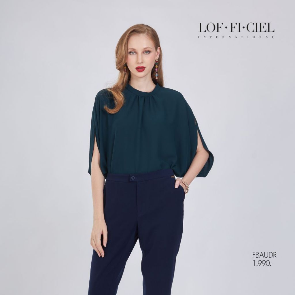 LOF-FI-CIEL เสื้อผู้หญิง Daimond sand คอตั้ง สีเขียว FBAUDR