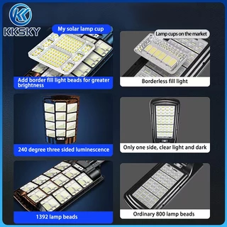 KKSKY ไฟถนนโซล่าเซลล์ 500W 1000W 2000W Solar Light IP67 ไฟเซ็นเซอร์ โคมไฟถนน กันน้ำ การควบคุมแสงอัจฉริยะ ไฟสวนกลาง LED