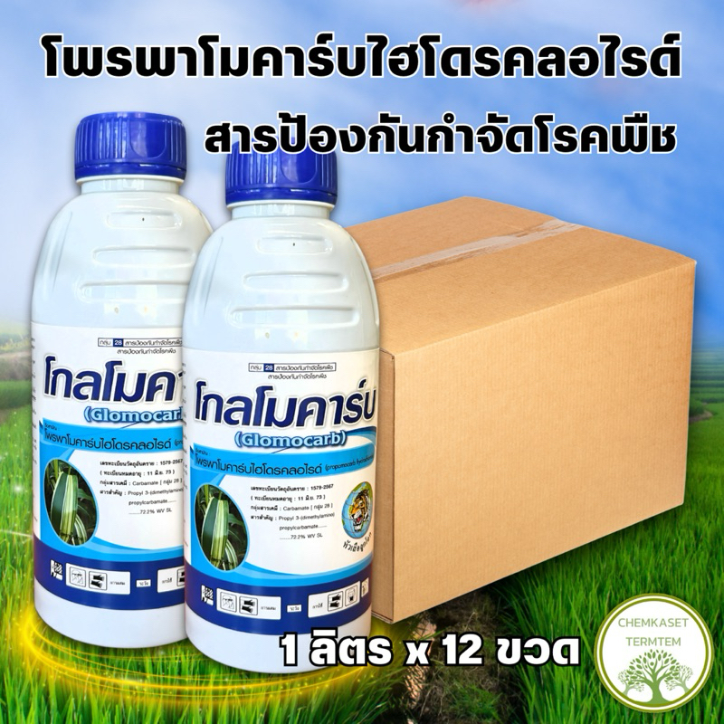 🌾โกลโมคาร์บ🌾 สาร โพรพาโมคาร์ป ป้องกันกำจัดโรคพืชทั้งทางใบและทางดิน ขนาด 1 ลิตร❌ยกลัง 12 ขวด❌