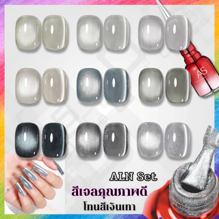 สีเจล สีลูกแก้ว โทนสีเงินแกมเทา สวยๆ ฉ่ำๆ DIY ได้ทุกแนว สีทาเล็บ คุณภาพดี AS ALN Set