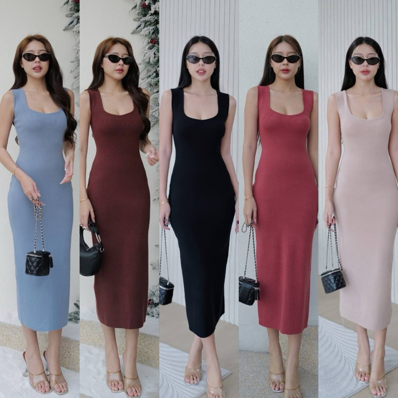 TAG INTUONเดรสยาวไหมพรมคอ5เหลี่ยม ไม่โป๊ เน้นใส่งานมส่ได้ทุกโอกาสเนื้อผ้าไหมพรมทอแน่นพิเศษเฉพาะร้านเรา มีผ่าหลังเล็กน้อย