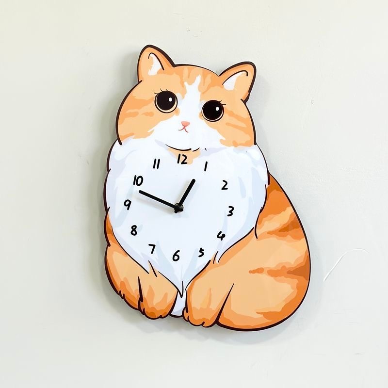 🎨น่ารักแมวสีส้มนาฬิกาแขวน การ์ตูนนาฬิกา ของตกแต่งบ้าน