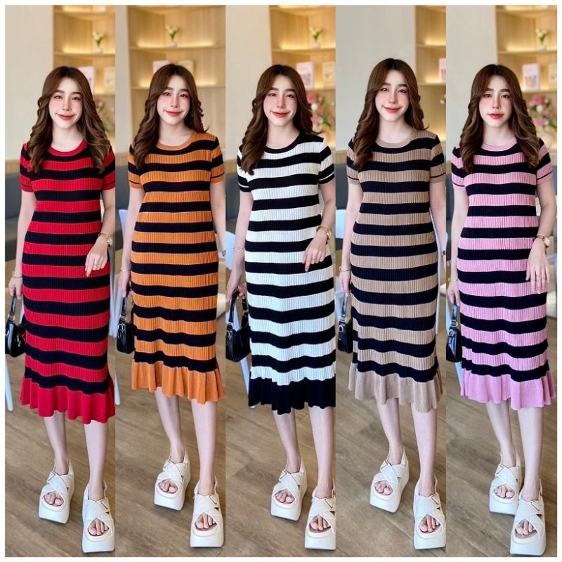 เดรสกระโปรงไหมพรมทรงสวยๆ ก่อนกดสั่งสอบถามสีก่อนนะคะ