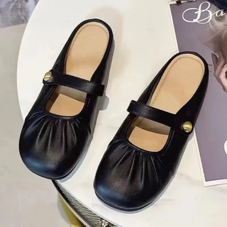 รองเท้าแตะเปิดส้น สไตล์เเมรี่เจน พื้นนิ่มมาก ใส่ สบาย สีสันเรียบ พร้อมจัดส่งที่ไทย