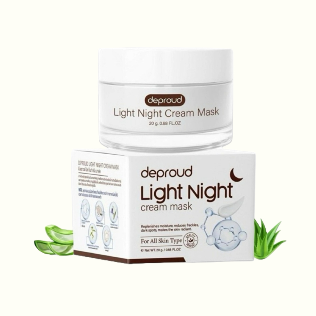 มาร์คปุ๊กลุก Deproud Light Night Cream Mask 1 กระปุก ขนาด 20 กรัม