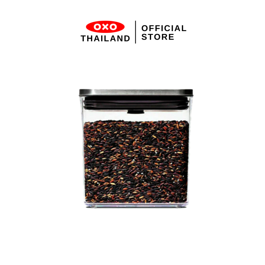 OXO กล่องถนอมอาหาร สี่เหลี่ยมผืนผ้า ฝาแสตนเลส สตีล ขนาด1.6 ลิตร / 1 kg. l OXO STL POP RECTANGLE SHORT 1.6 L