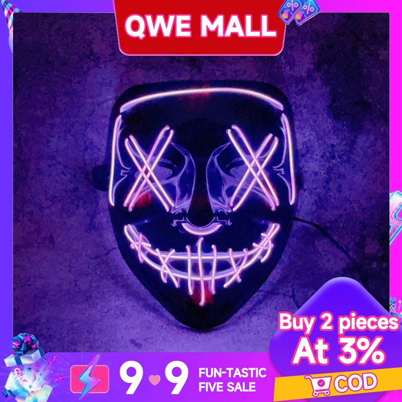 รูปหัวกะโหลก หน้ากากคอสเพลย์ แบบเรืองแสงในที่มืด มีไฟ LED มีให้เลือกหลายสี เหมาะสำหรับคอสเพลย์
