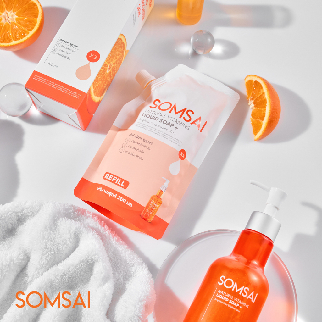 (ของแท้ 100%) SOMSAI สบู่ล้างหน้าส้มใส ถุงเติม 250ml หน้าใส ไร้สิว ผิวติดสาร อ่อนโยนแม้ผิวแพ้ง่าย - 5