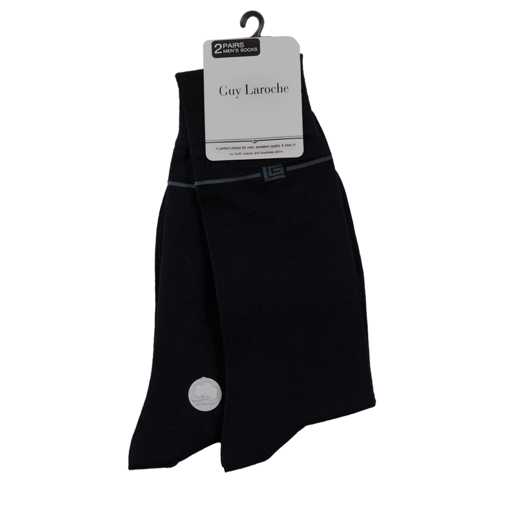 (Easy E-Receipt) Guy Laroche ถุงเท้าข้อยาว สีดำ Free Size แพ็ค 2 คู่ (JSB1995W4BLP2)