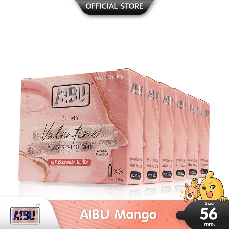 AIBU Mango ถุงยางอนามัย อิบุ กลิ่นมะม่วง บาง 0.03 มม. ขนาด 56 มม. บรรจุ 6 กล่อง (18 ชิ้น)