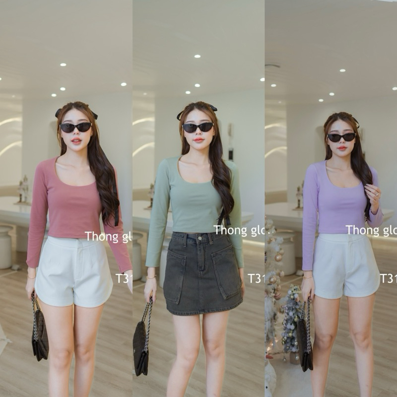 เสื้อคอยูผ้ายูนิโคล่ตัวหนานุ่มพรีเมี่ยม ชิ้นหน้าเย็บ2ชิ้นซ่อนตะเข็บ สวยเนียบ