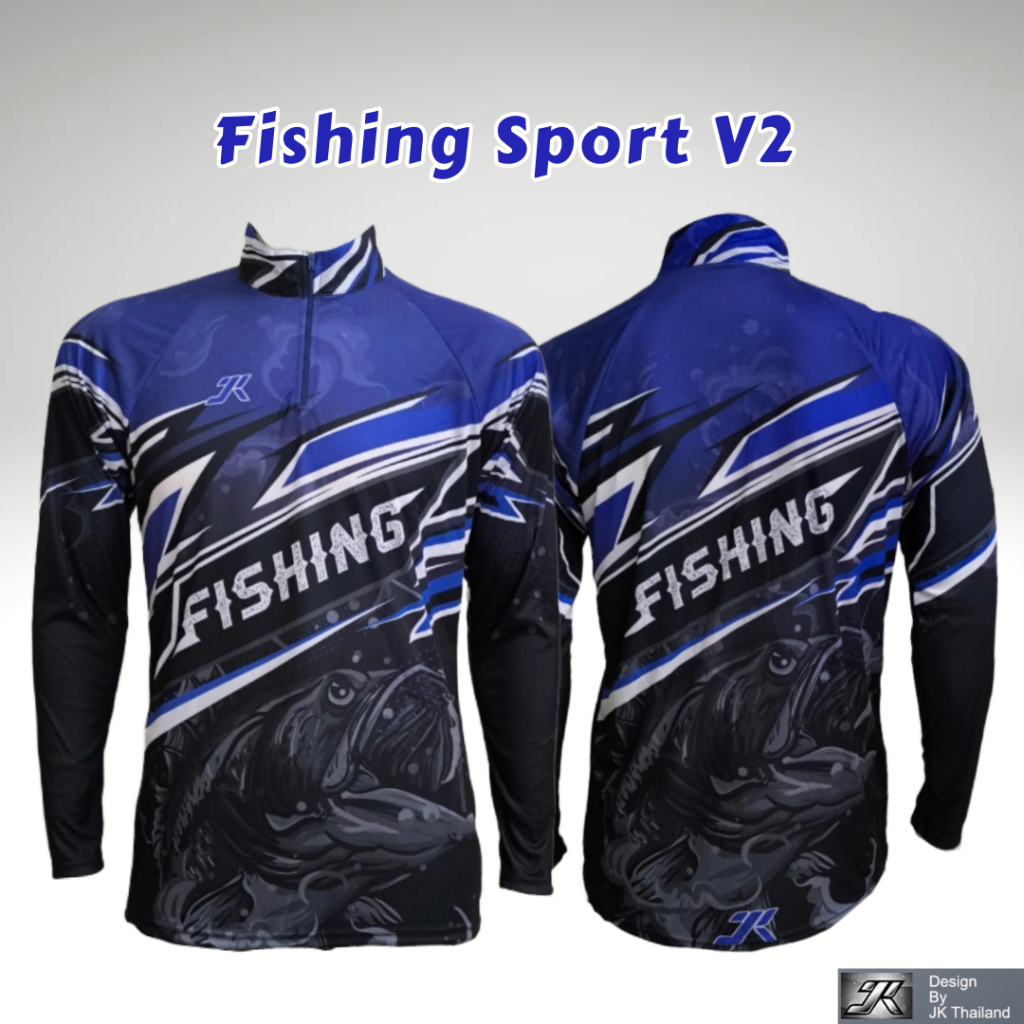 FISHING SPORT V2เสื้อตกปลา JK Thailand  กันยูวี สำหรับกีฬากลางแจ้ง ป้องกันรังสี UV 80% แห้งเร็ว