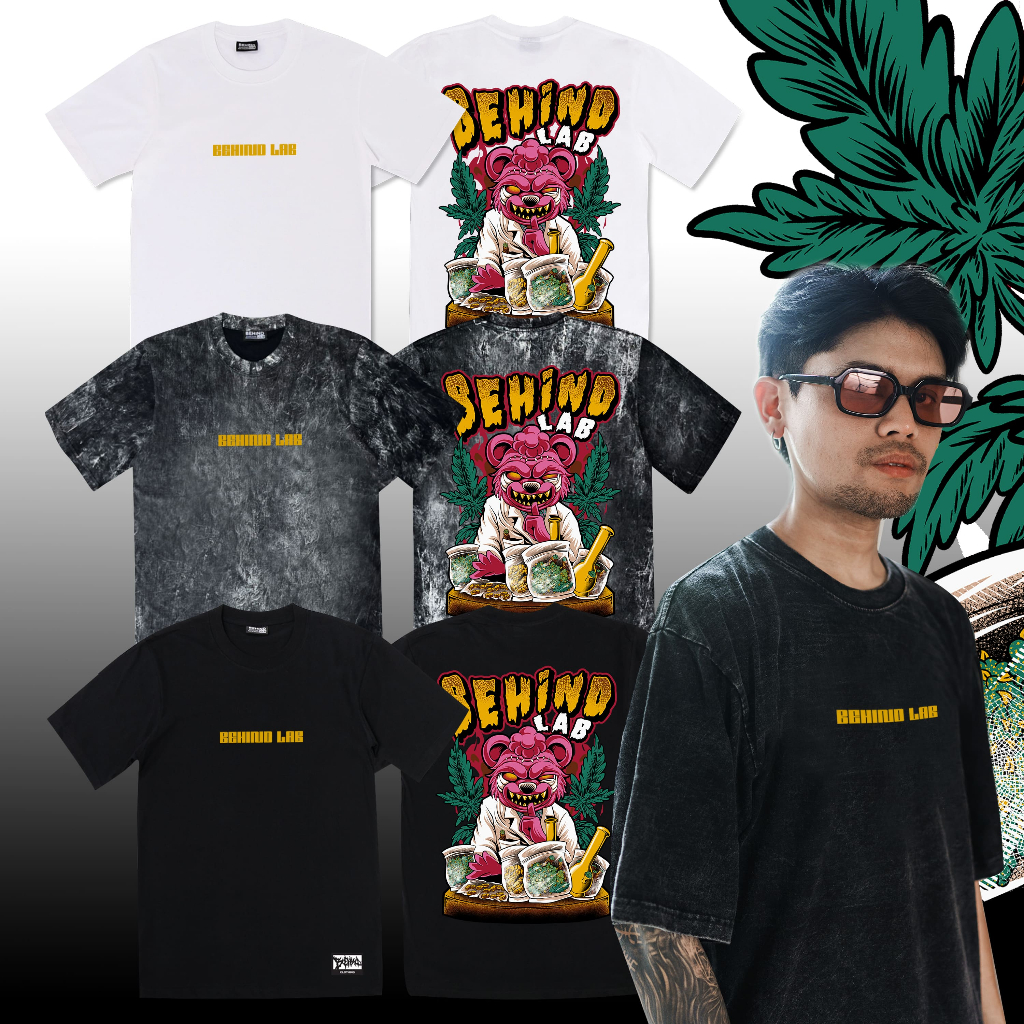 BEHIND เสื้อยืด “ BEHIND LAB “ แขนสั้น แขนยาว แนวสตรีท Oversize เสื้อยืดชาย หญิง