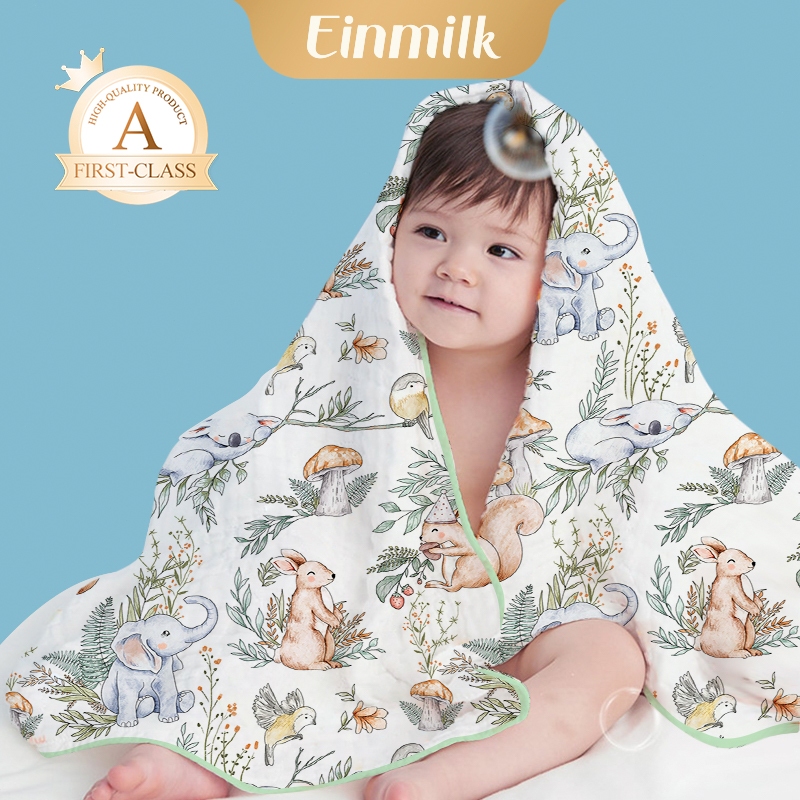 🎁กล่องของขวัญ】 Einmilk Baby blanket ผ้าขนหนูเด็ก 6 สกุชชี่ชั้น ผ้าฝ้าย 100% ของใช้เด็กแรกเกิด QBTS