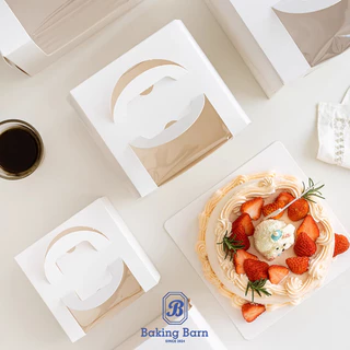 Baking Barn Cake box กล่องเค้ก (10 ใบ/แพค) กล่องขนม เค้กใส่เค้ก หูหิ้ว ใส่ขนม ฐานรองสีขาว