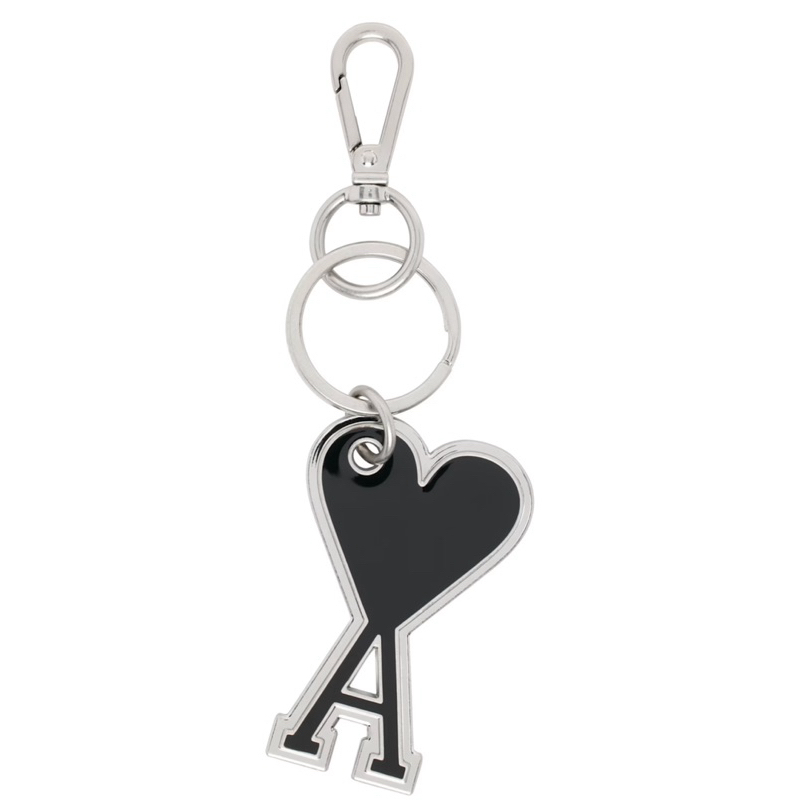 AMI PARIS Silver & Black Ami de Coeur Keychain