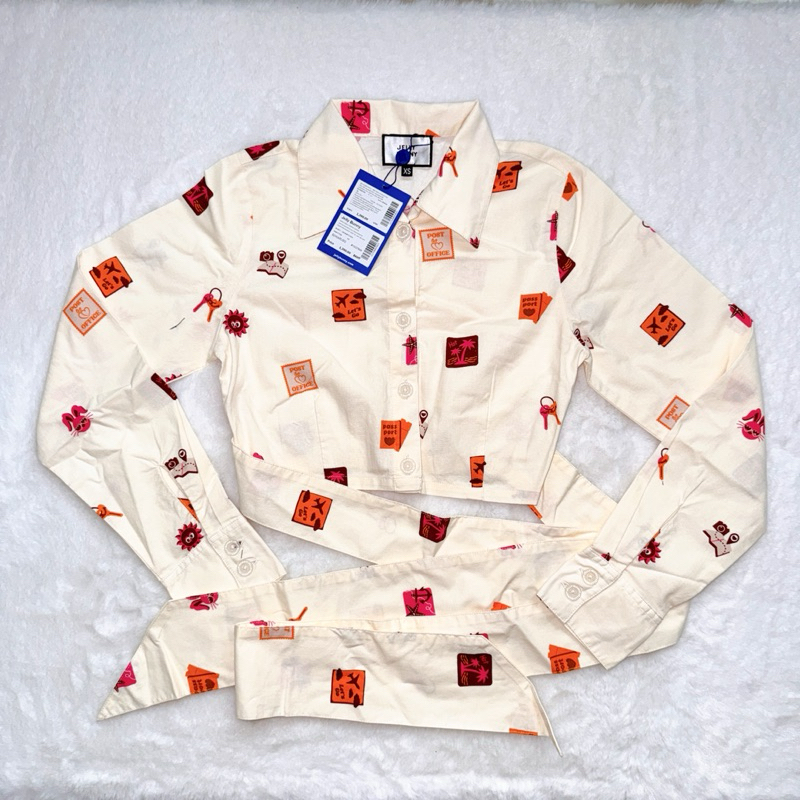 (ของใหม่) เสื้อเชิ้ต ครอป Jelly Bunny ไซส์ XS