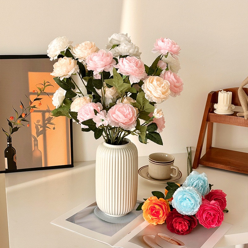 OurHome [พร้อมส่ง] ดอกโบตั๋น 3 หัว Artificial 3 heads of peony ดอกไม้ปลอมงานแต่งงานและของตกแต่งบ้าน อุปกรณ์ประกอบฉาก