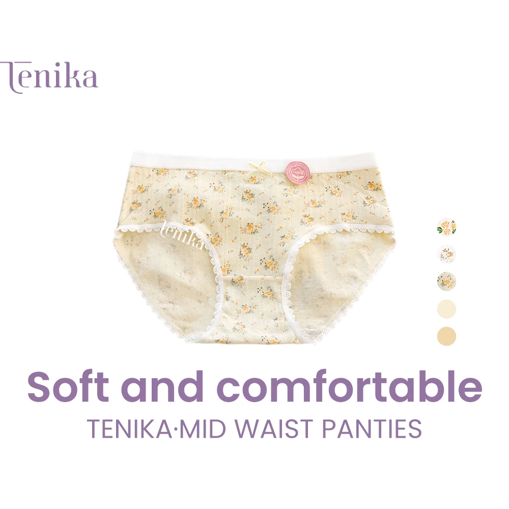 TENIKA กางเกงชั้นใน ผ้าฝ้ายสไตล์ญี่ปุ่น ลายดอกไม้น่ารัก ผ้าฝ้าย KNI-073