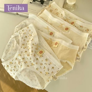 TENIKA กางเกงชั้นใน ผ้าฝ้ายสไตล์ญี่ปุ่น ลายดอกไม้น่ารัก ผ้าฝ้าย KNI-073