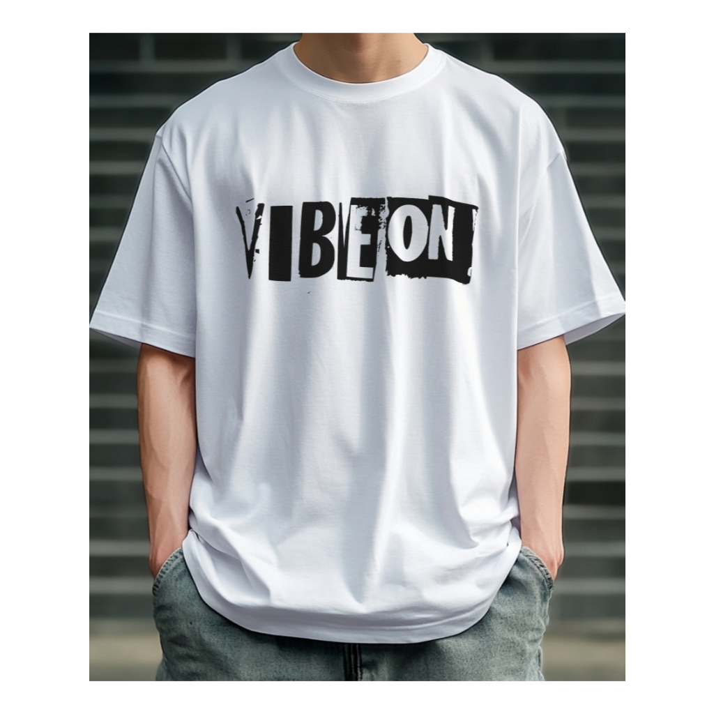 เสื้อยืด VIBEON คอตตอน 100% พรีเมียมหนานุ่มใส่สบาย ผ้าไม่ยืด คอไม่ย้วย ใส่ได้ในทุกๆไวบ์  VIBEON002