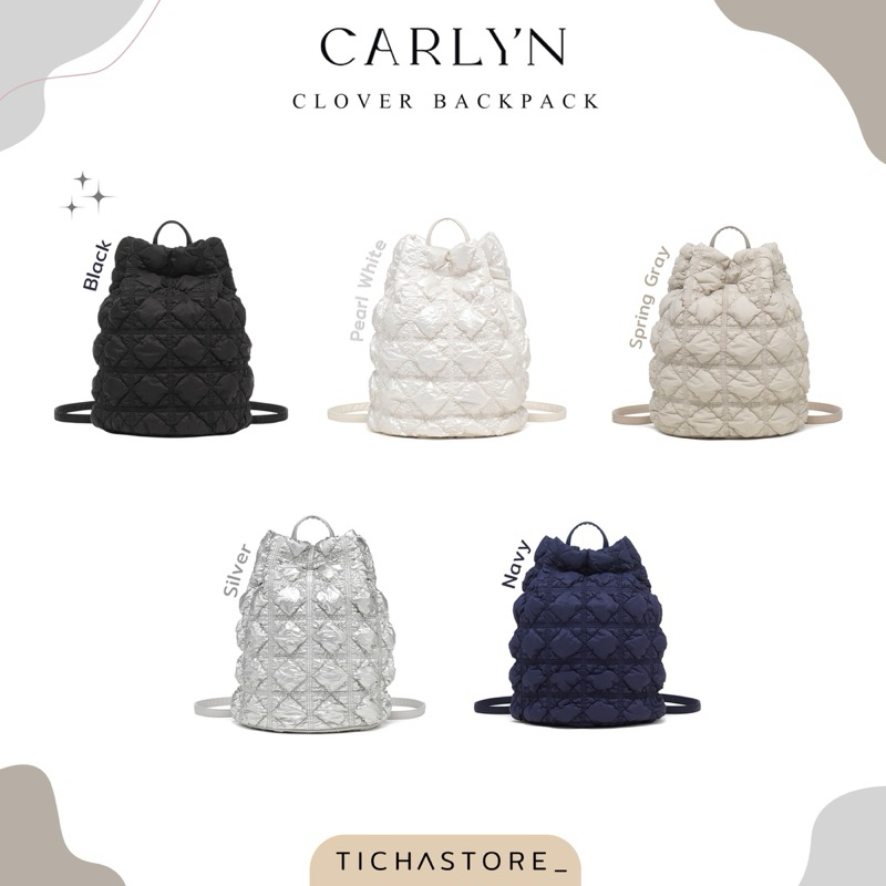(พร้อมส่ง) กระเป๋า Carlyn Clover Backpack สีSilver/Spring Grey/Pearl White/Navy 