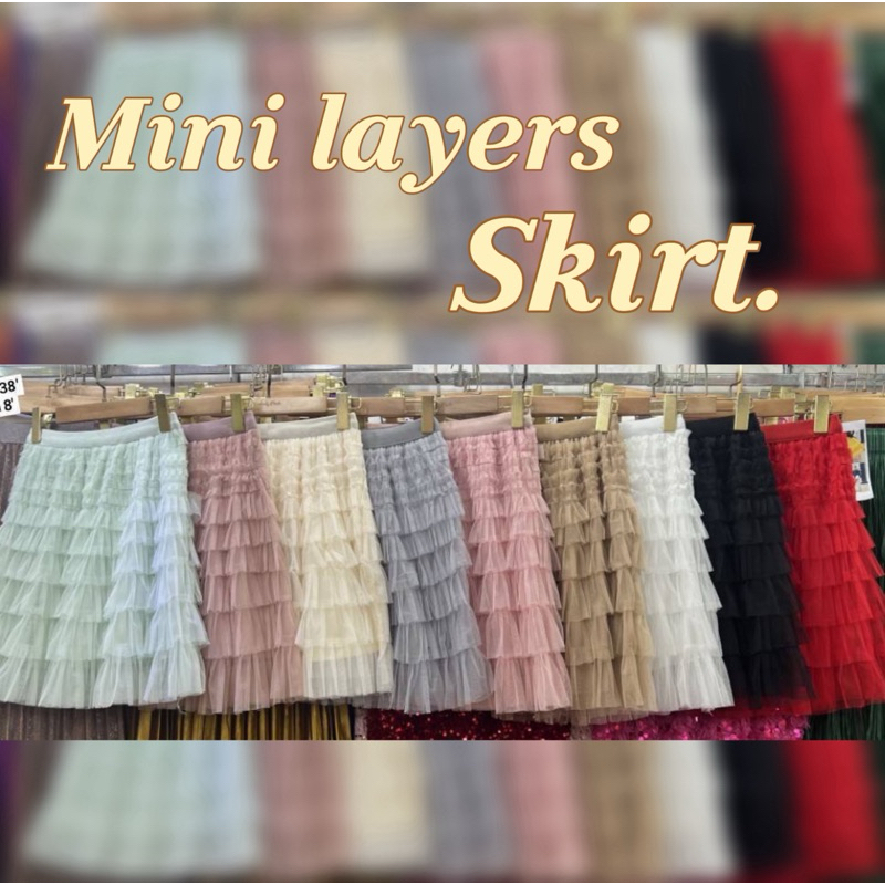 Mini layers skirt กระโปรงสั้น ดีเทลเย็บชั้นถี่ๆ ทรงบานสุดคิ้วท์ มี7สี