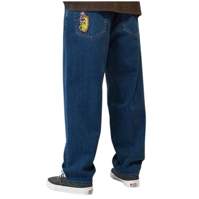 Empyre Spray Can Embroidery Blue Denim Skate Jeans