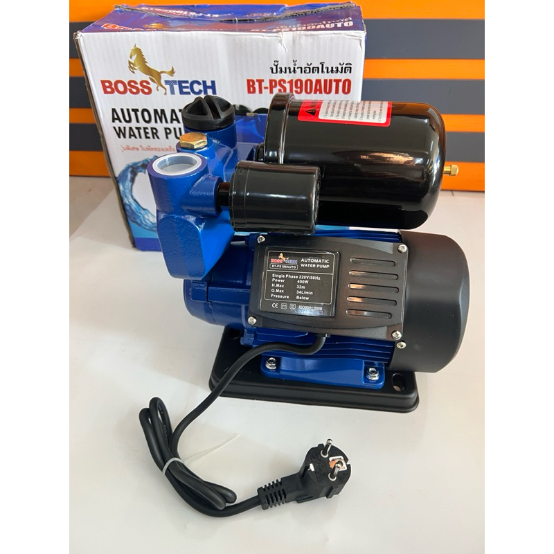 ปั๊มอัตโนมัติ 1นิ้ว BOSSTECH BT-PS190AUTO  ใบพัดทองเหลือง ส่งสูง32เมตร ได้น้ำ34ลิตรต่อนาที ปั้มน้ำ ป