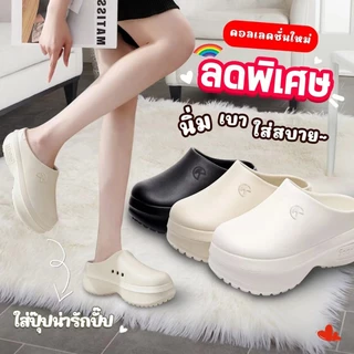 Hi kolo รองเท้าแตะ รองเท้าหัวโตผู้หญิง นุ่มสบายเท้า 3.5cmพื้นหนา กันลื่น แฟชั่น พื้นนิ่ม เหมาะกับฤดู