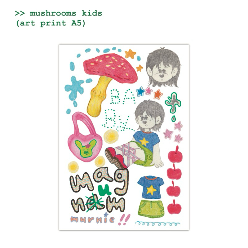 mushrooms kids (art print A5)