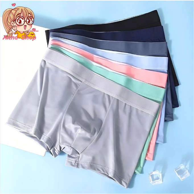 Anna shop บ็อกเซอร์ผู้ชายสีพื้น กางเกงในผู้ชายขาสั้น Boxer ผ้าบางเบา Size L-4XL สวมใส่สบาย ระบายอากาศ A3203