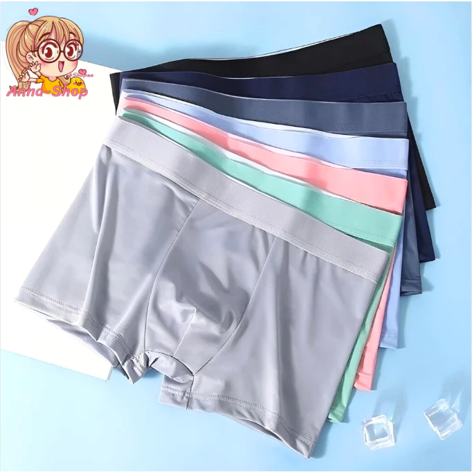 Anna shop บ็อกเซอร์ผู้ชายสีพื้น กางเกงในผู้ชายขาสั้น Boxer ผ้าบางเบา Size L-4XL สวมใส่สบาย ระบายอากาศ A3203