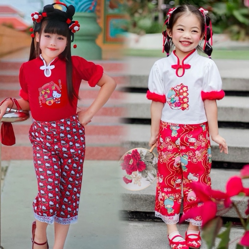 ชุดเด็ก ตรุษจีน เซท2 ชิ้น เสื้อ+กางเกงห้าส่วน (nid)