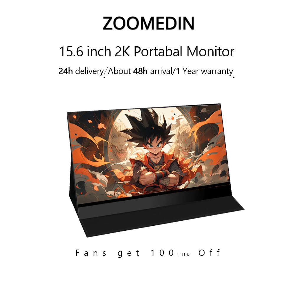 ZOOMEDIN 15.6''  2K Portable Gaming Monitor, QHD Portable Monitor with HDR, Ultra Slim, Eye Care, Ex