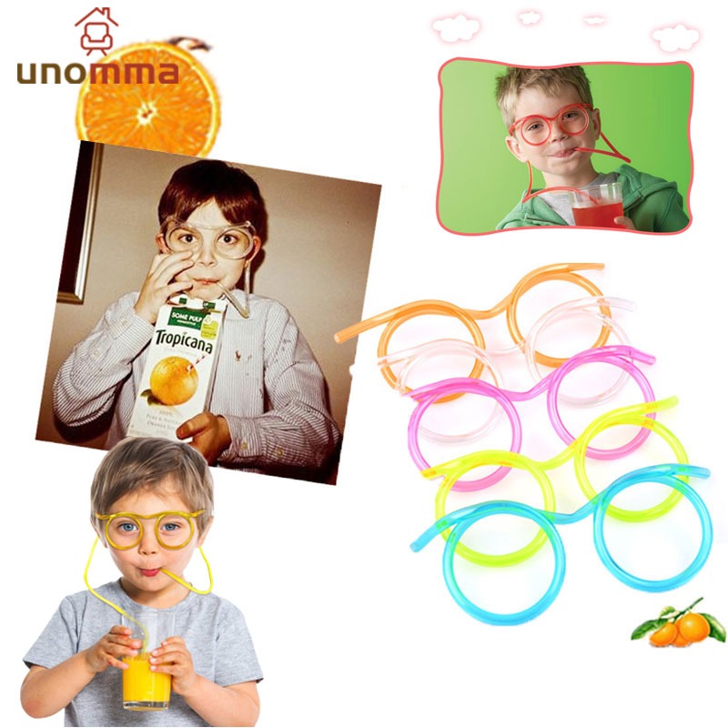 🎈หลอดดูด แว่นตา หลอดดูดน้ําพลาสติก ย่อยสลายได้ สําหรับแว่นตา 1/2/4 ชิ้น unomma