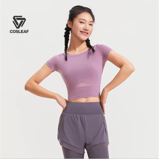 Cosleaf เสื้อครอปกีฬาโยคะ ฟิตเนส ใส่ได้ทั้งแฟชั่นและออกกำลังกาย ผ้าไลคร่านุ่มสบายแห้งไวระบายอากาศได้ดี