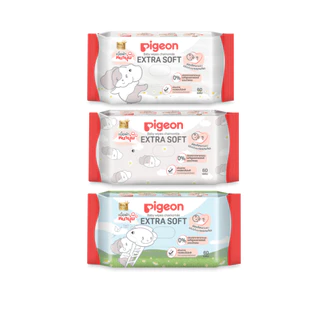 Pigeon พีเจ้น เบบี้ไวพส์ สูตรคาโมมายล์ ผ้าหนานุ่ม HOWAPIPI 60 ชิ้น(สุ่มลาย)