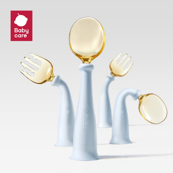 Babycare ช้อนส้อมปรับงอได้ 360องศา PPSU  ช้อนส้อมฝึกหัดทานข้าวเด็ก